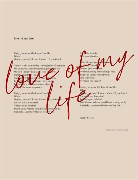 songtekst love of my life.